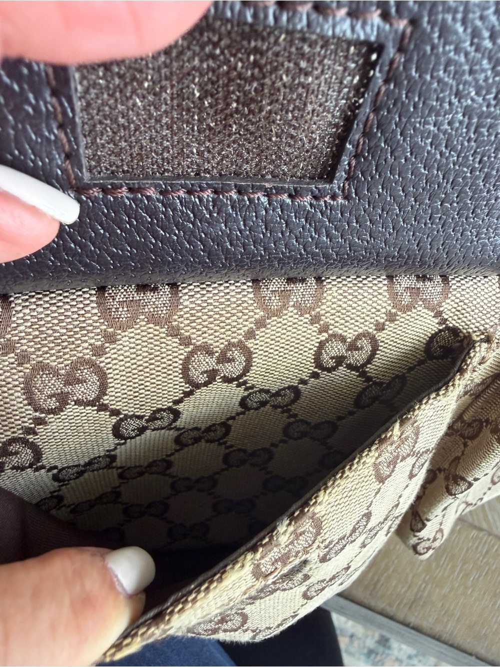 Gucci Beige and Brown GG Canvas Shoulder/waist Bag with Dark Brown Leather Flap - Picture 11 of 11